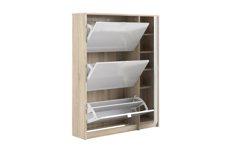 Shoey Skoskab 3 Fack - Træ/Natur/Hvid - Opbevaring - Skoopbevaring - Skoskab