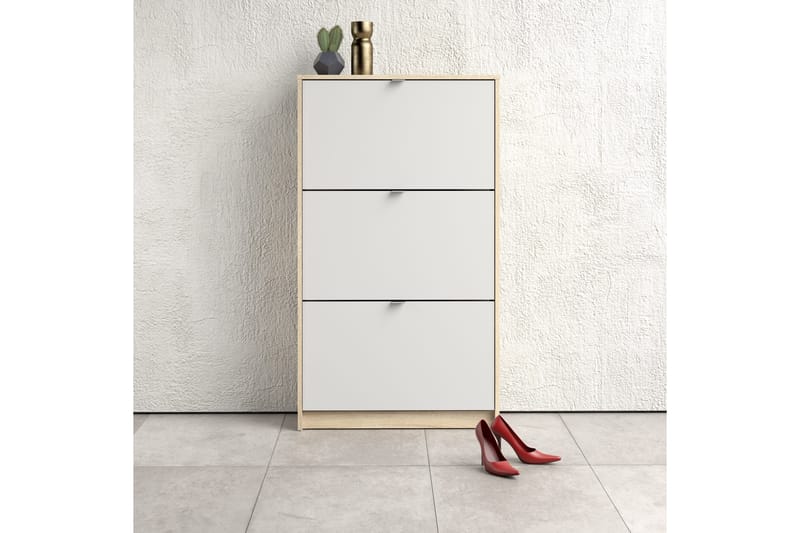 Shoey Skoskab 3 Fack - Træ/Natur/Hvid - Opbevaring - Skoopbevaring - Skoskab