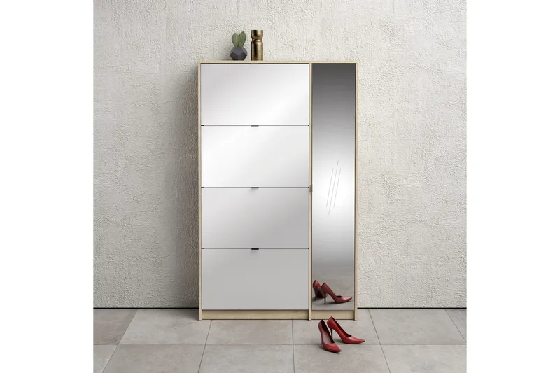 Shoey Skoskab 4 Fack - Træ/Natur/Hvid - Opbevaring - Skoopbevaring - Skoskab