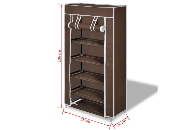 Sko Brun Belægning 58X28X106 Cm - Brun - Opbevaring - Skoopbevaring - Skoskab