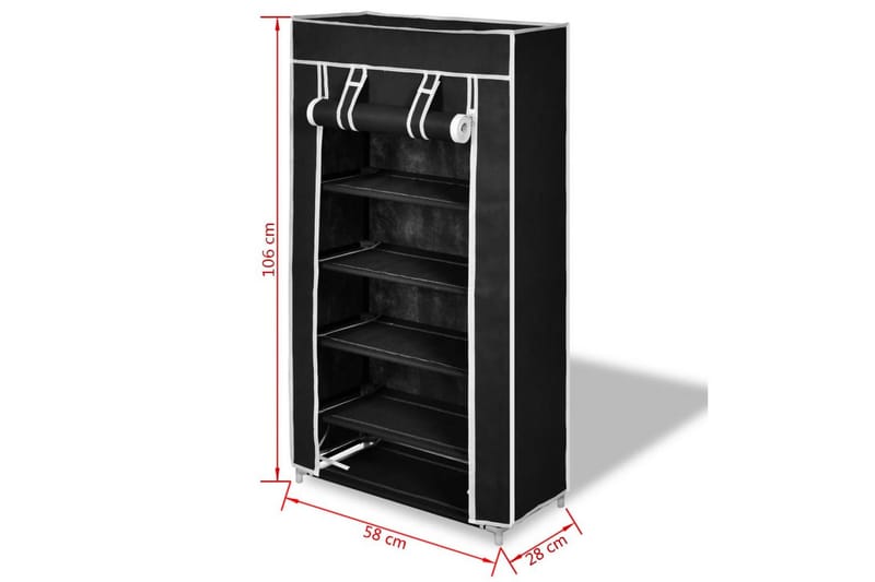 Sko Sorte Belægning 58X28X106 Cm - Sort - Entréopbevaring - Skoopbevaring - Skohylde