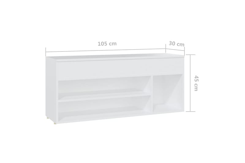 skoreol 105x30x45 cm spånplade hvid - Hvid - Skoskab - Entréopbevaring - Skoopbevaring