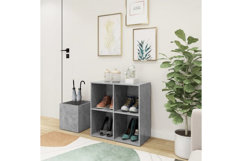 skoreol 105x35,5x70 cm spånplade betongrå - Grå - Opbevaring - Skoopbevaring