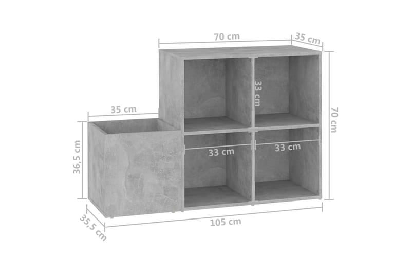 skoreol 105x35,5x70 cm spånplade betongrå - Grå - Opbevaring - Skoopbevaring