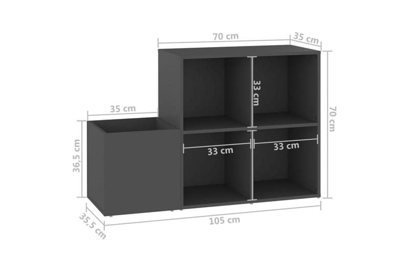 skoreol 105x35,5x70 cm spånplade grå - Grå - Entréopbevaring - Skoopbevaring - Skohylde