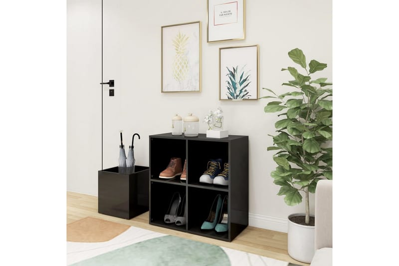 skoreol 105x35,5x70 cm spånplade grå højglans - Grå - Opbevaring - Skoopbevaring