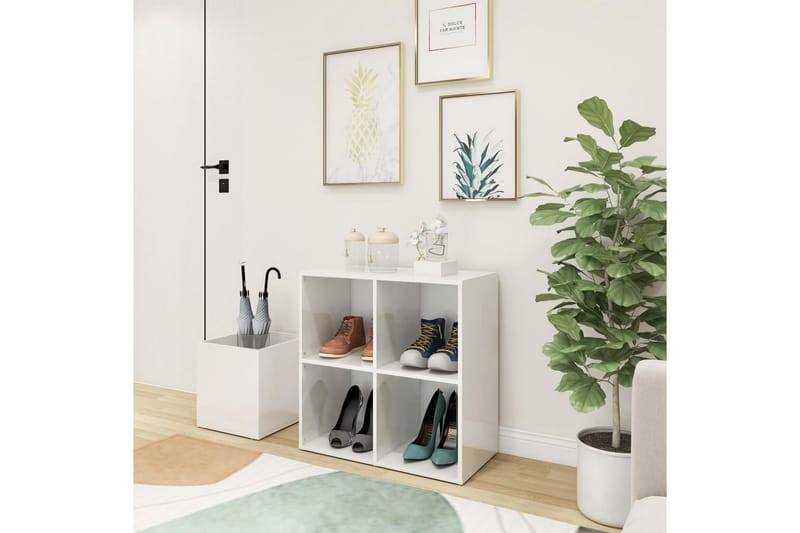 skoreol 105x35,5x70 cm spånplade hvid højglans - Hvid - Opbevaring - Skoopbevaring