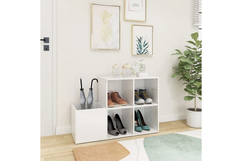 skoreol 105x35,5x70 cm spånplade hvid højglans - Hvid - Opbevaring - Skoopbevaring