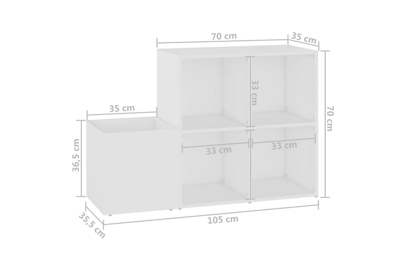 skoreol 105x35,5x70 cm spånplade hvid - Hvid - Entréopbevaring - Skoopbevaring - Skohylde