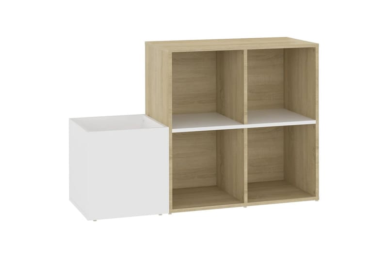 skoreol 105x35,5x70 cm spånplade hvid og sonoma-eg - Beige - Opbevaring - Skoopbevaring