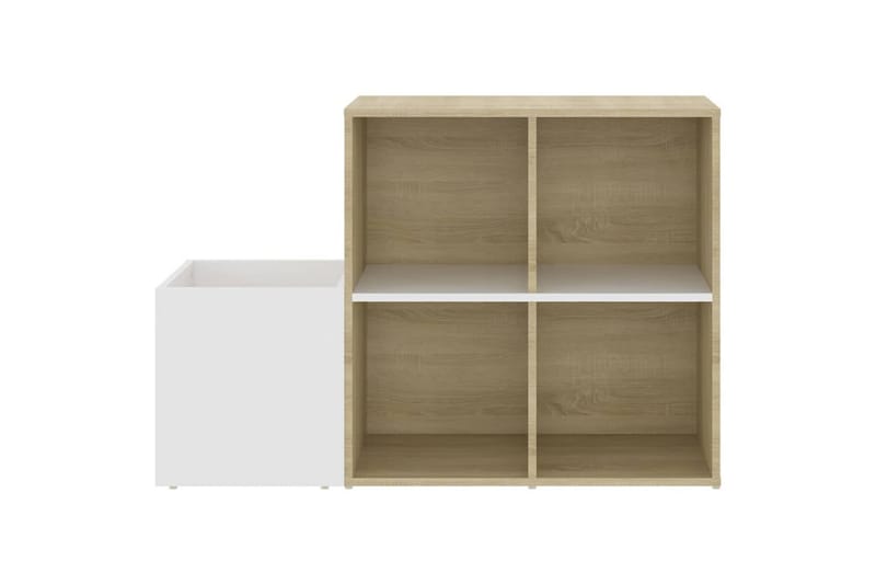 skoreol 105x35,5x70 cm spånplade hvid og sonoma-eg - Beige - Opbevaring - Skoopbevaring