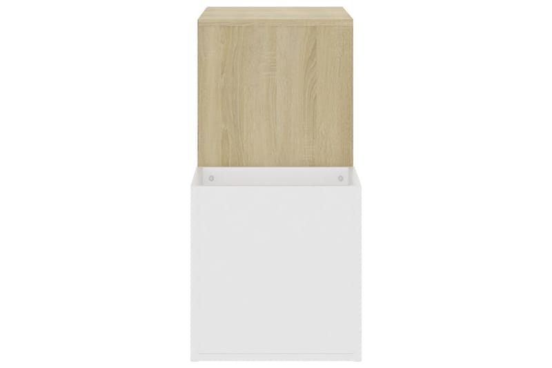 skoreol 105x35,5x70 cm spånplade hvid og sonoma-eg - Beige - Opbevaring - Skoopbevaring