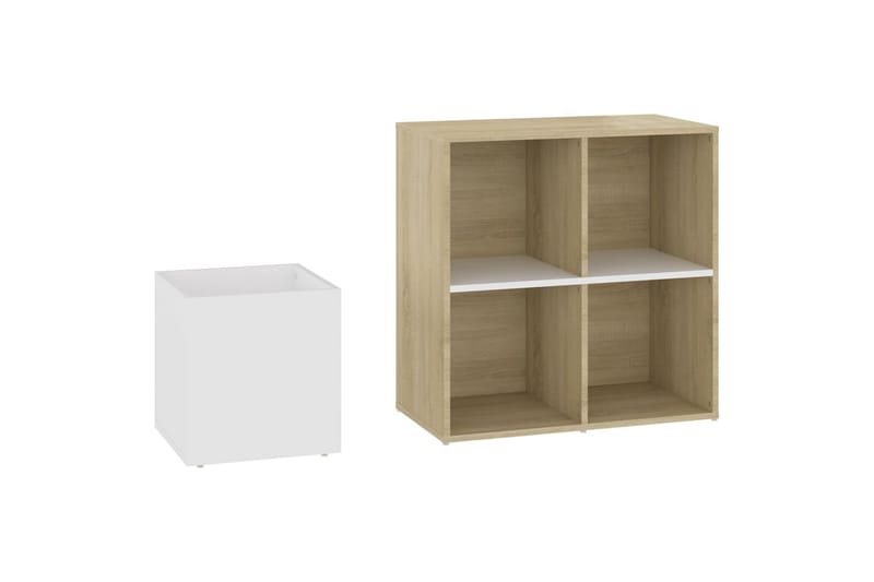 skoreol 105x35,5x70 cm spånplade hvid og sonoma-eg - Beige - Opbevaring - Skoopbevaring