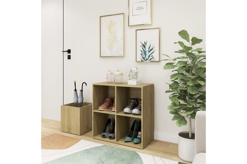 skoreol 105x35,5x70 cm spånplade sonoma-eg - Brun - Opbevaring - Skoopbevaring