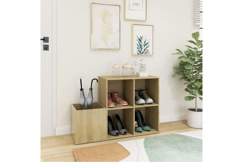 skoreol 105x35,5x70 cm spånplade sonoma-eg - Brun - Opbevaring - Skoopbevaring