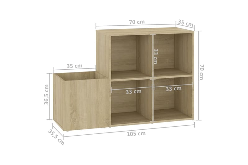 skoreol 105x35,5x70 cm spånplade sonoma-eg - Brun - Entréopbevaring - Skoopbevaring - Skohylde