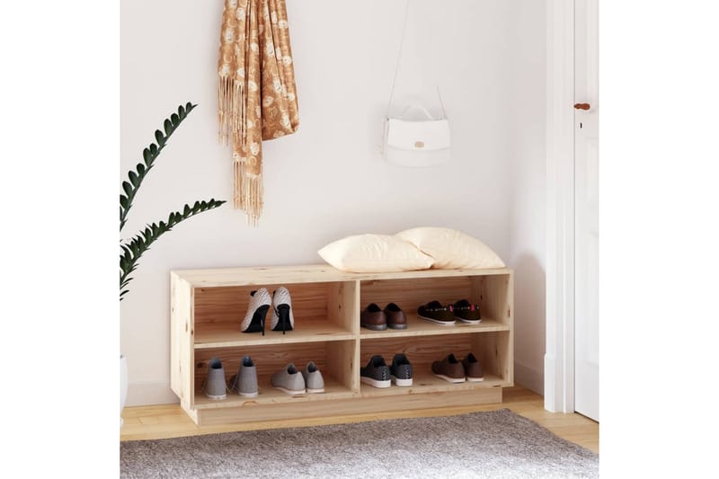 skoreol 110x34x45 cm massivt fyrretræ - Brun - Opbevaring - Skoopbevaring - Skoskab