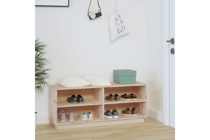 skoreol 110x34x45 cm massivt fyrretræ - Brun - Opbevaring - Skoopbevaring - Skoskab