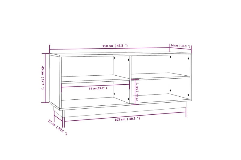 skoreol 110x34x45 cm massivt fyrretræ - Brun - Skoskab - Entréopbevaring - Skoopbevaring