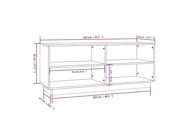 skoreol 110x34x45 cm massivt fyrretræ grå - Grå - Opbevaring - Skoopbevaring - Skoskab