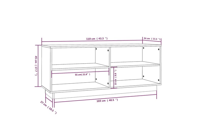 skoreol 110x34x45 cm massivt fyrretræ grå - Grå - Skoskab - Entréopbevaring - Skoopbevaring