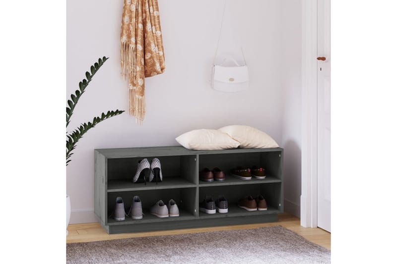 skoreol 110x34x45 cm massivt fyrretræ grå - Grå - Opbevaring - Skoopbevaring - Skoskab