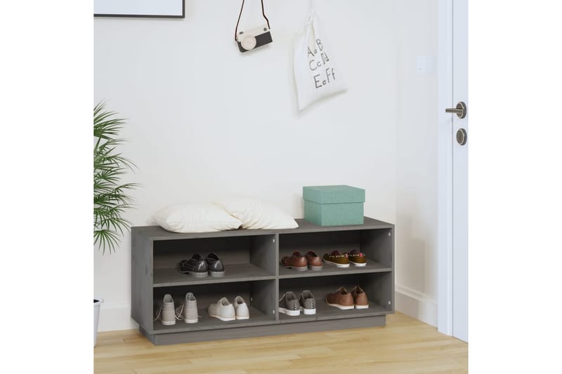 skoreol 110x34x45 cm massivt fyrretræ grå - Grå - Opbevaring - Skoopbevaring - Skoskab