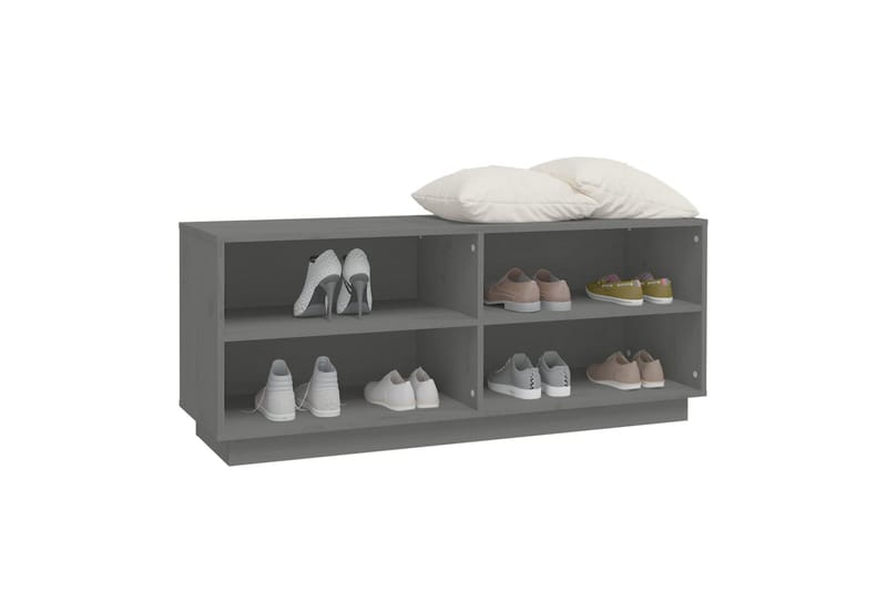 skoreol 110x34x45 cm massivt fyrretræ grå - Grå - Opbevaring - Skoopbevaring - Skoskab