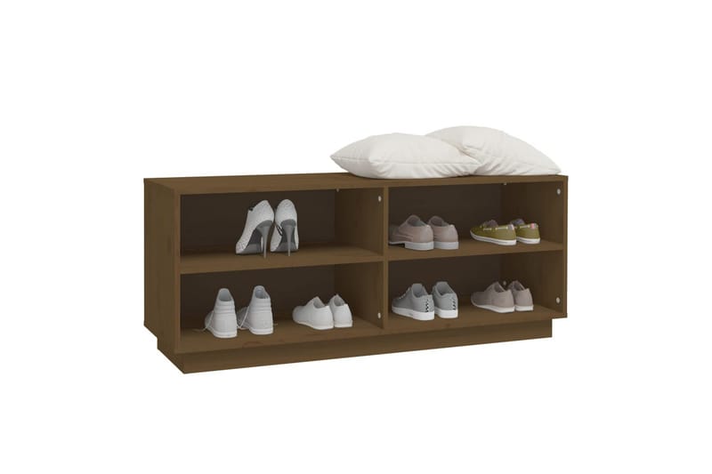 skoreol 110x34x45 cm massivt fyrretræ gyldenbrun - Brun - Opbevaring - Skoopbevaring - Skoskab