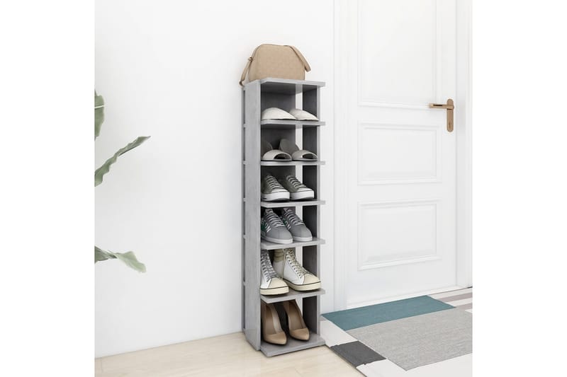 skoreol 25x27x102 cm spånplade betongrå - Grå - Opbevaring - Skoopbevaring