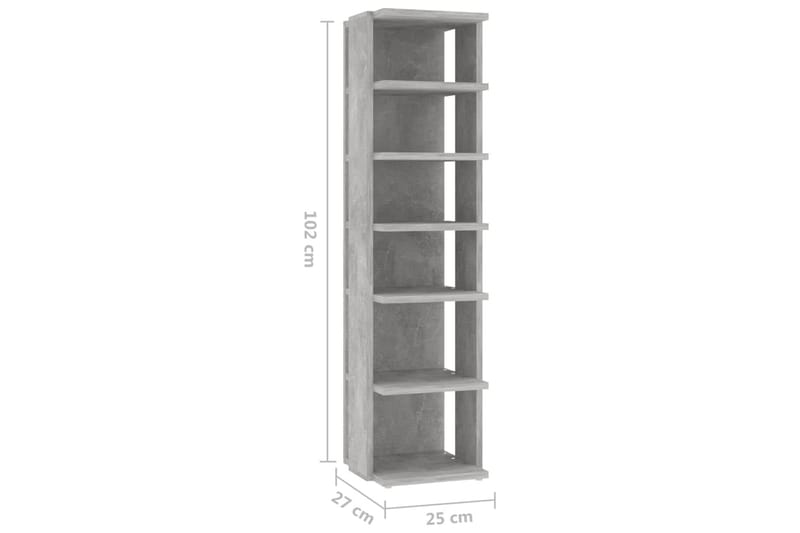 skoreol 25x27x102 cm spånplade betongrå - Grå - Opbevaring - Skoopbevaring