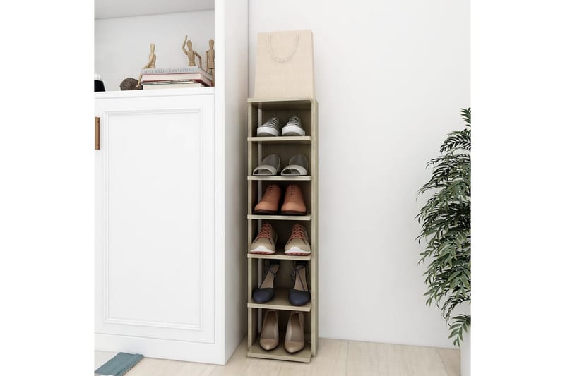 skoreol 25x27x102 cm spånplade sonoma-eg - Brun - Opbevaring - Skoopbevaring