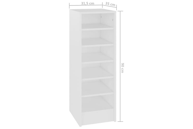 skoreol 31,5x35x90 cm spånplade hvid - Hvid - Opbevaring - Skoopbevaring