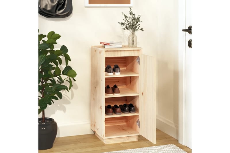 skoreol 35x35x80 cm massivt fyrretræ - Brun - Opbevaring - Skoopbevaring - Skoskab