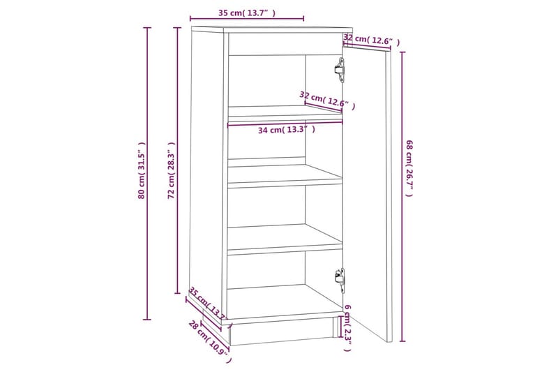 skoreol 35x35x80 cm massivt fyrretræ - Brun - Skoskab - Entréopbevaring - Skoopbevaring