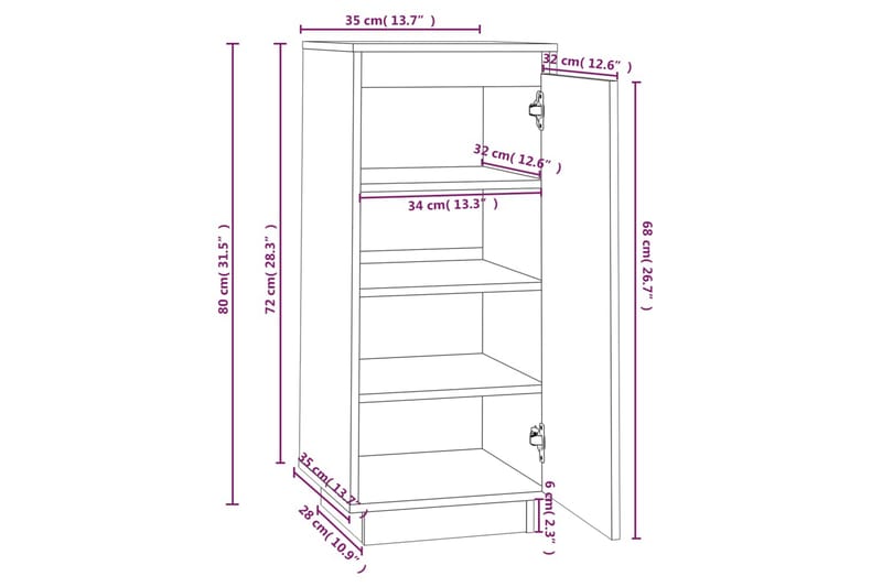 skoreol 35x35x80 cm massivt fyrretræ hvid - Hvid - Opbevaring - Skoopbevaring - Skoskab