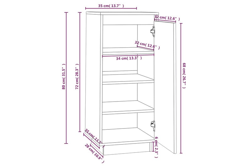 skoreol 35x35x80 cm massivt fyrretræ hvid - Hvid - Skoskab - Entréopbevaring - Skoopbevaring