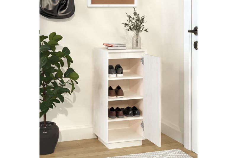 skoreol 35x35x80 cm massivt fyrretræ hvid - Hvid - Opbevaring - Skoopbevaring - Skoskab