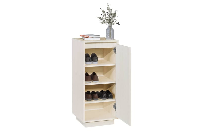 skoreol 35x35x80 cm massivt fyrretræ hvid - Hvid - Skoskab - Entr�éopbevaring - Skoopbevaring