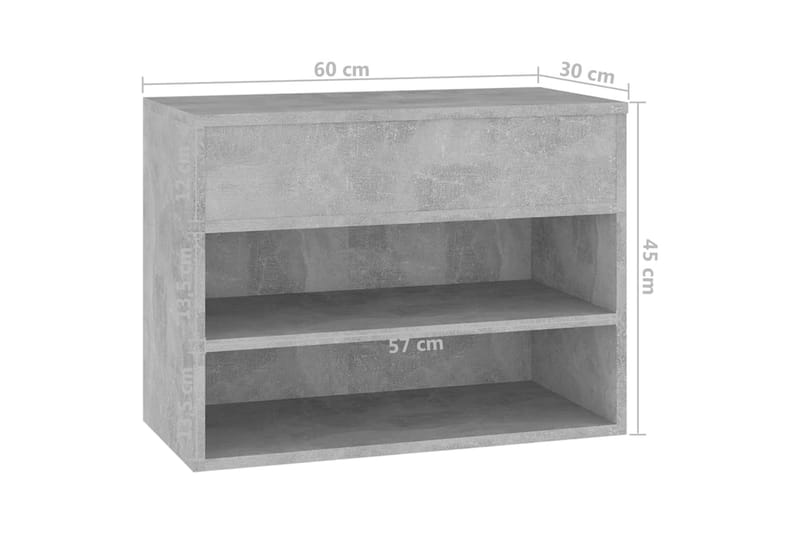 skoreol 60x30x45 cm spånplade betongrå - Grå - Opbevaring - Skoopbevaring - Skoskab