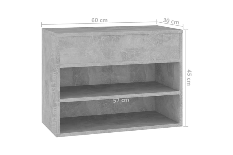 skoreol 60x30x45 cm spånplade betongrå - Grå - Skoskab - Entréopbevaring - Skoopbevaring