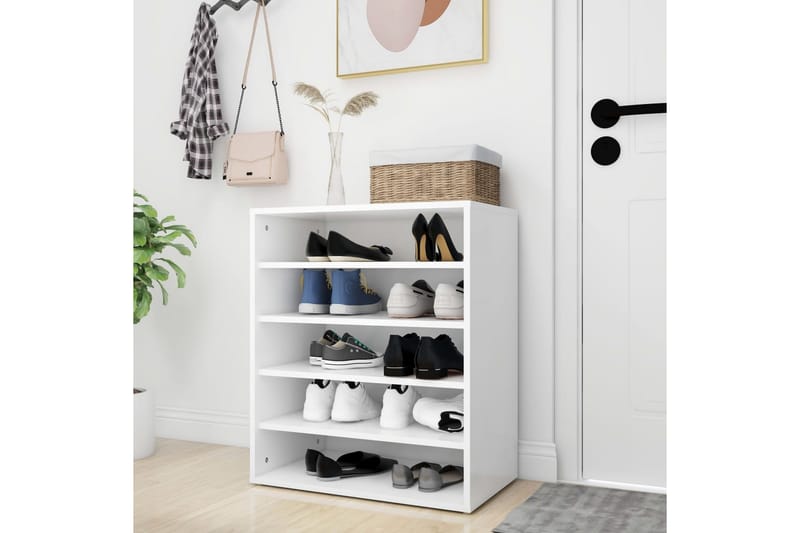 skoreol 60x35x70 cm spånplade hvid - Hvid - Opbevaring - Skoopbevaring
