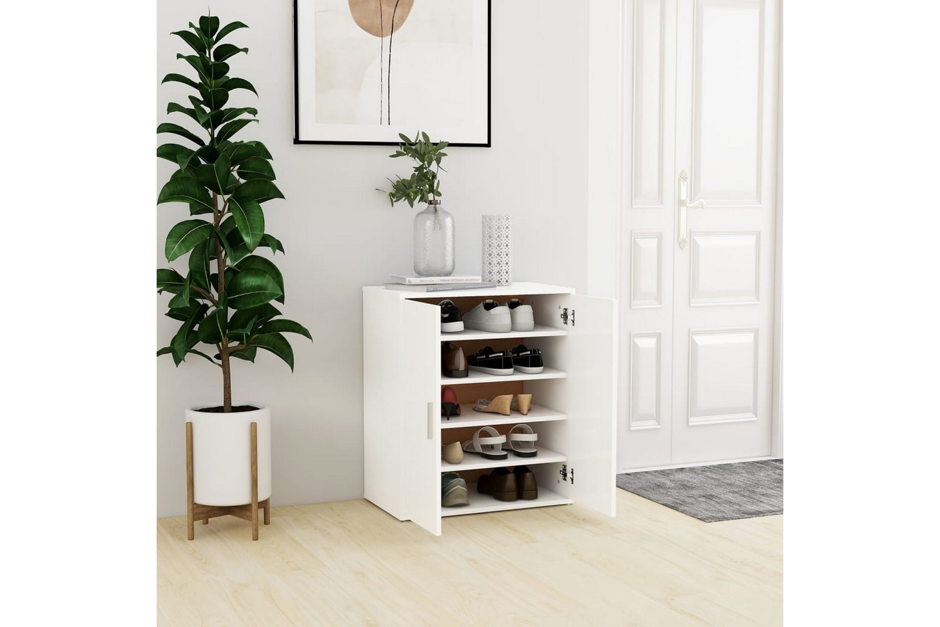 skoreol 60x35x70 cm spånplade hvid - Hvid - Opbevaring - Skoopbevaring