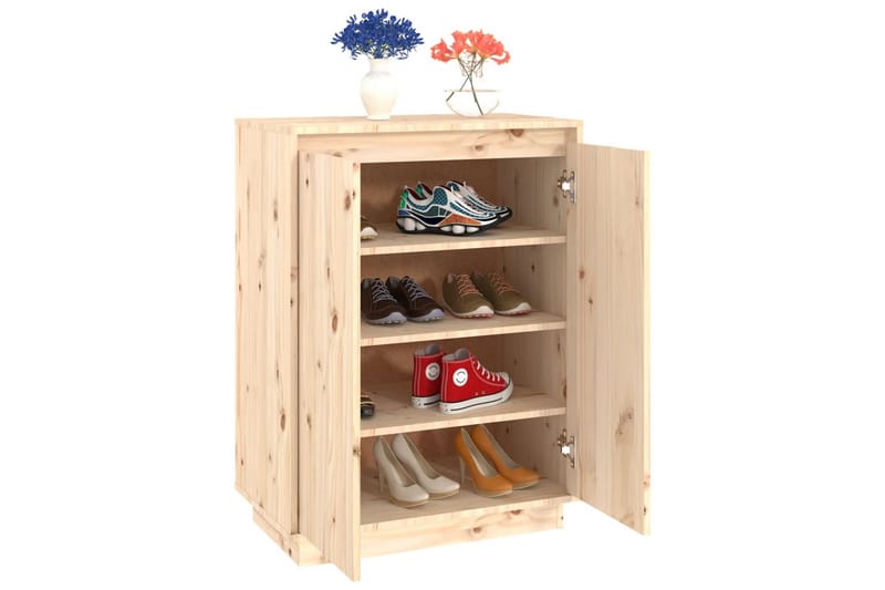 skoreol 60x35x80 cm massivt fyrretræ - Brun - Opbevaring - Skoopbevaring - Skoskab