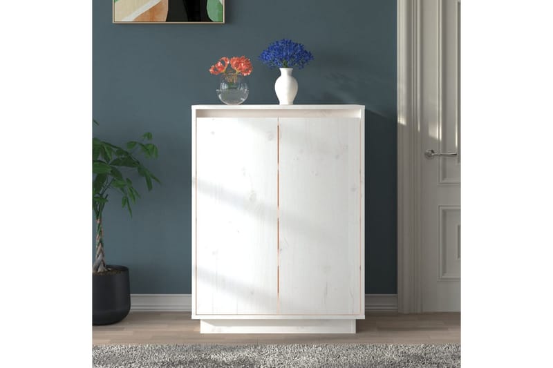 skoreol 60x35x80 cm massivt fyrretræ hvid - Hvid - Opbevaring - Skoopbevaring - Skoskab