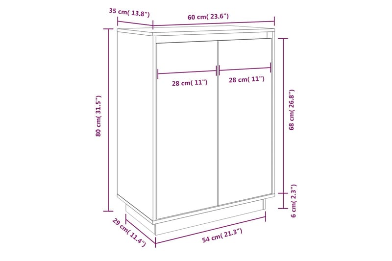 skoreol 60x35x80 cm massivt fyrretræ hvid - Hvid - Opbevaring - Skoopbevaring - Skoskab