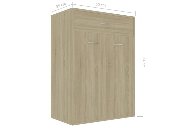 Skoreol 60x35x84 cm Spånplade Sonoma-Eg - Brun - Opbevaring - Skoopbevaring - Skoskab