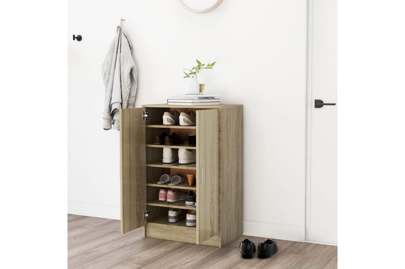 skoreol 60x35x92 cm spånplade sonoma-eg - Brun - Opbevaring - Skoopbevaring