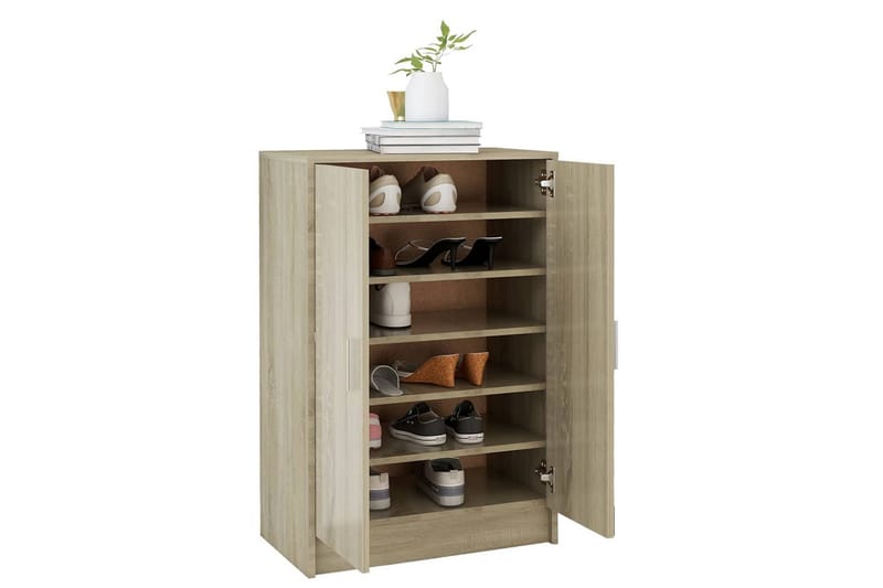 skoreol 60x35x92 cm spånplade sonoma-eg - Brun - Opbevaring - Skoopbevaring