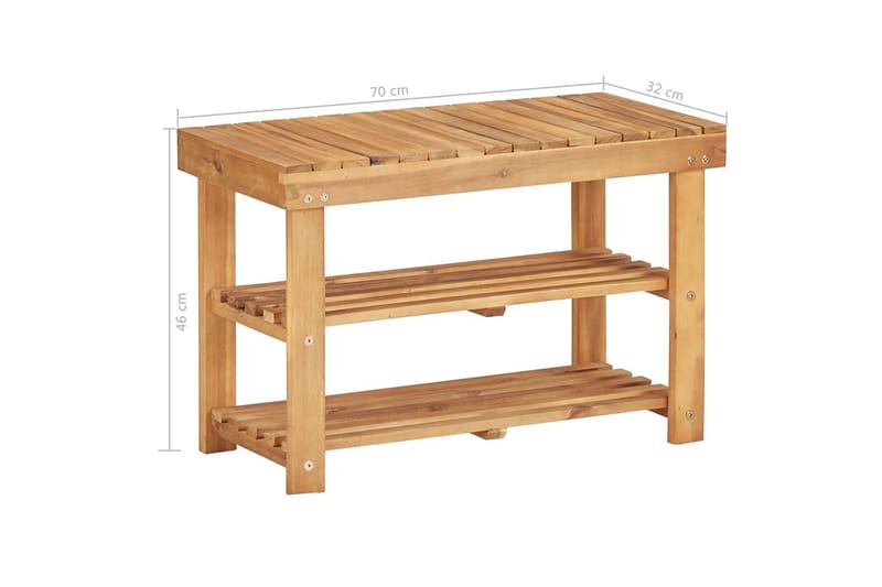skoreol 70 x 32 x 46 cm massivt akacietræ - Opbevaring - Skoopbevaring